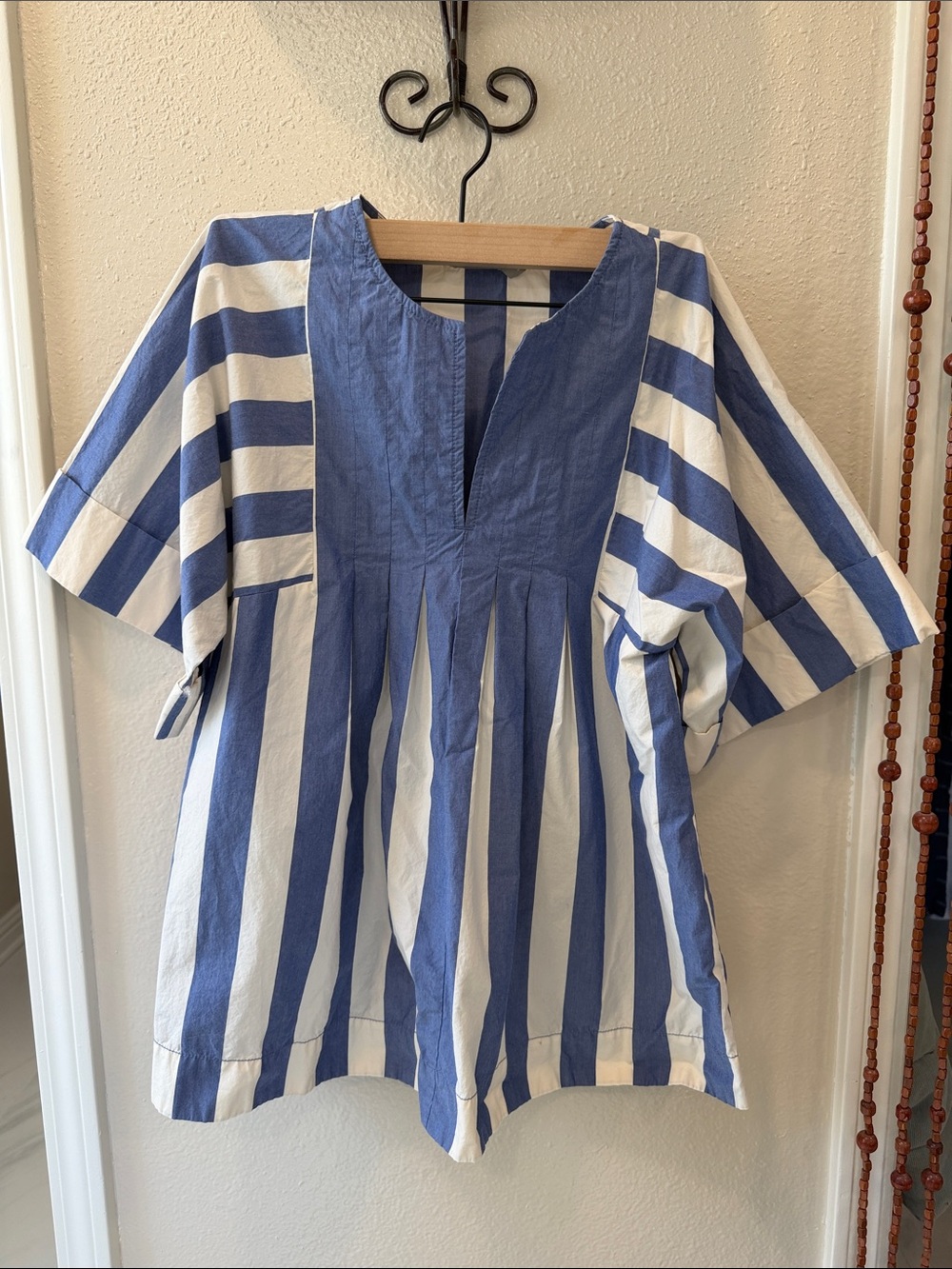 Everlane Poplin Blue and White Tunic Top